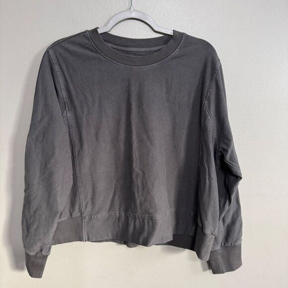 Athleta Tops - Athleta women’s distressed cropped green/gray crew neck sweatshirt size 1X